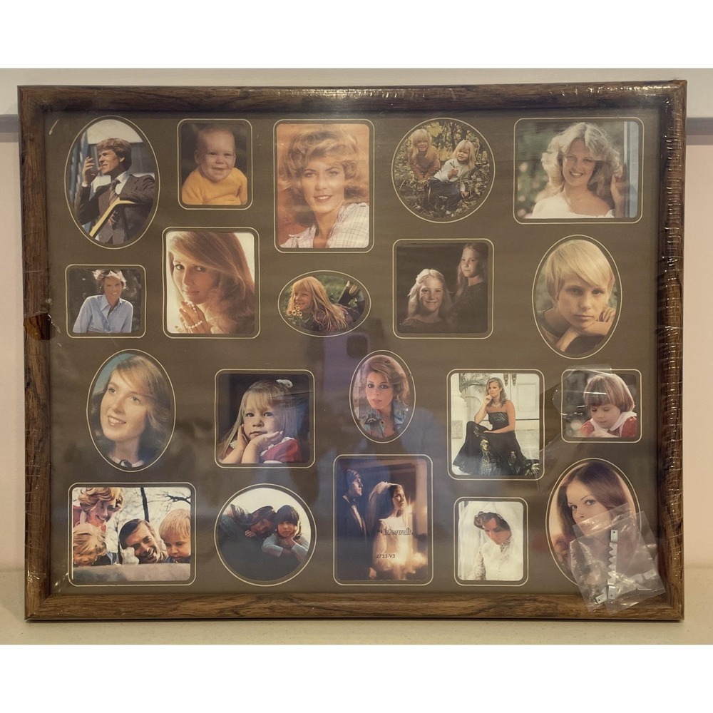 Vintage Wood Collage Photo Frame 20 Openings 17 x 21 Intercraft 80's NEW Sealed